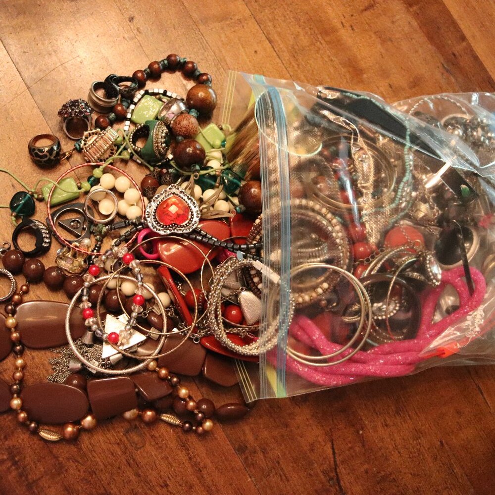 VINTAGE LOT  4 +  pounds jewelry -  WEARABLE and for crafting